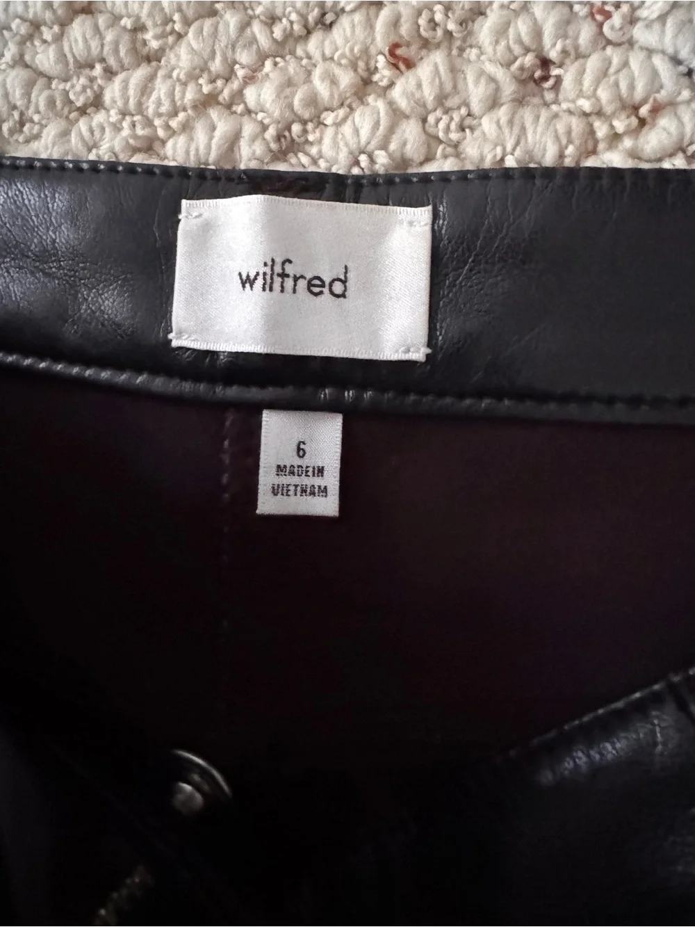 Aritzia Wilfred Black Faux Leather Straight Leg Pants